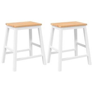 VidaXL Chaises de bar 2 pcs blanc bois massif d'hévéa