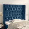 vidaXL T&ecirc;te de lit avec oreilles Bleu fonc&eacute; 93x16x118/128 cm Velours