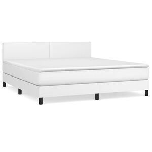 vidaXL Sommier &agrave; lattes de lit avec matelas Blanc 160x200cm Similicuir