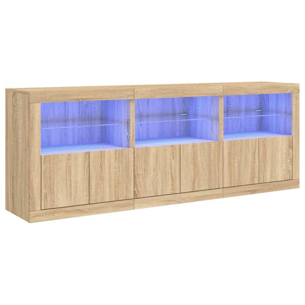 vidaXL Buffet avec lumières LED chêne sonoma 181,5x37x67 cm
