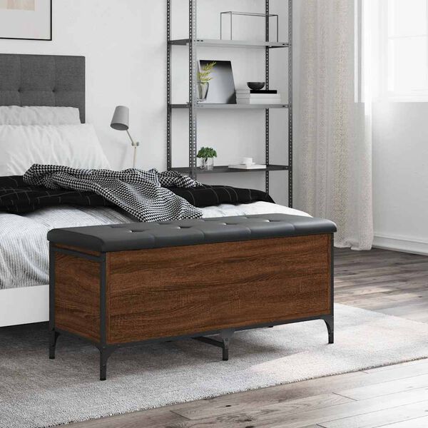 vidaXL Banc de rangement ch&ecirc;ne marron 102x42x45 cm bois d'ing&eacute;nierie