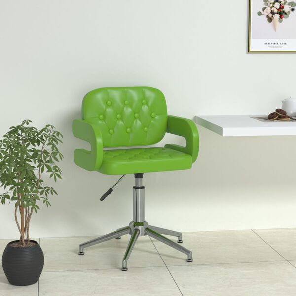 vidaXL Chaise pivotante de salle &agrave; manger Vert Similicuir