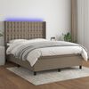 vidaXL Sommier &agrave; lattes de lit matelas et LED Taupe 140x190 cm Tissu
