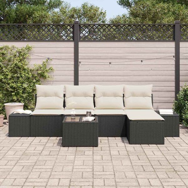 vidaXL Ensemble de canapé de jardin 5 pcs Marron et Crème polyrotin