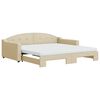 vidaXL Lit de jour avec gigogne et matelas cr&egrave;me 100x200 cm tissu