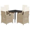 vidaXL Ensemble &agrave; manger de jardin avec coussins 5pcs Beige poly rotin