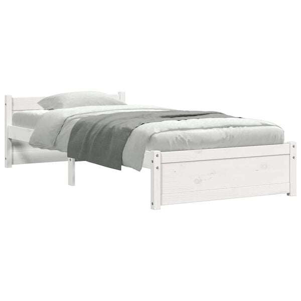 vidaXL Cadre de lit sans matelas blanc bois massif 75x190 cm