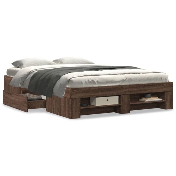vidaXL Cadre de lit sans matelas ch&ecirc;ne marron 135x190 cm