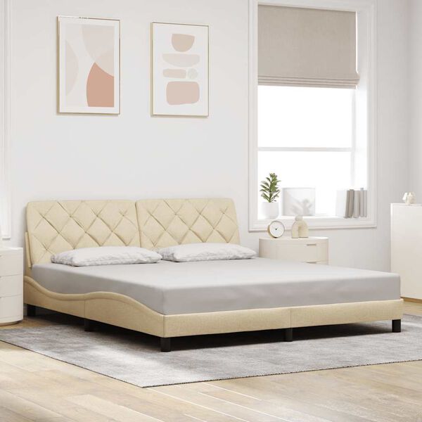 vidaXL Cadre de lit sans matelas cr&egrave;me 180x200 cm tissu