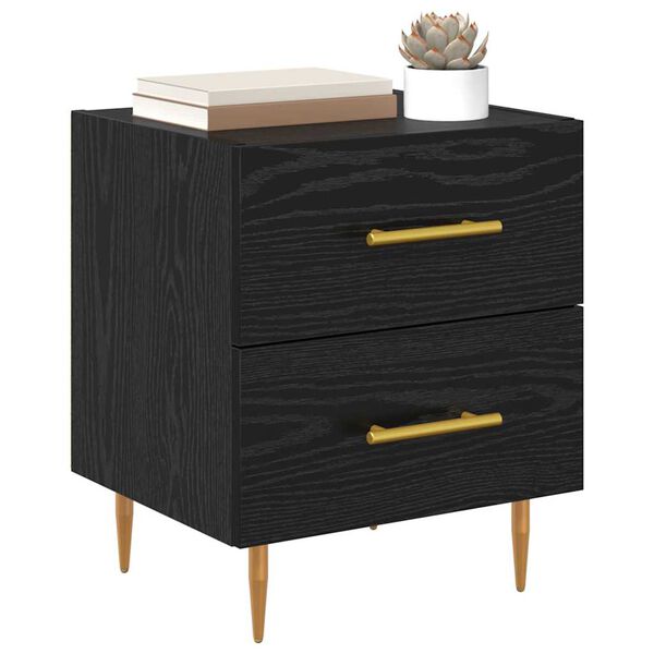 vidaXL Cabinet de chevet avec tiroir Ch&ecirc;ne noir 40 x 35 x 47,5 cm