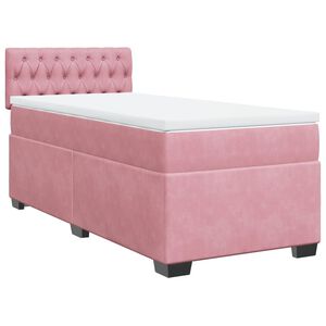 vidaXL Sommier &agrave; lattes de lit avec matelas Rose 100x200 cm Velours