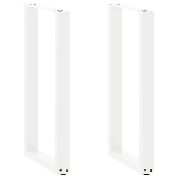 vidaXL Pieds de table console en U, 2 pi&egrave;ces, blanc, 28 x (72-73) cm, acier