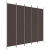 vidaXL Cloison de s&eacute;paration 5 panneaux Marron 250x220 cm Tissu