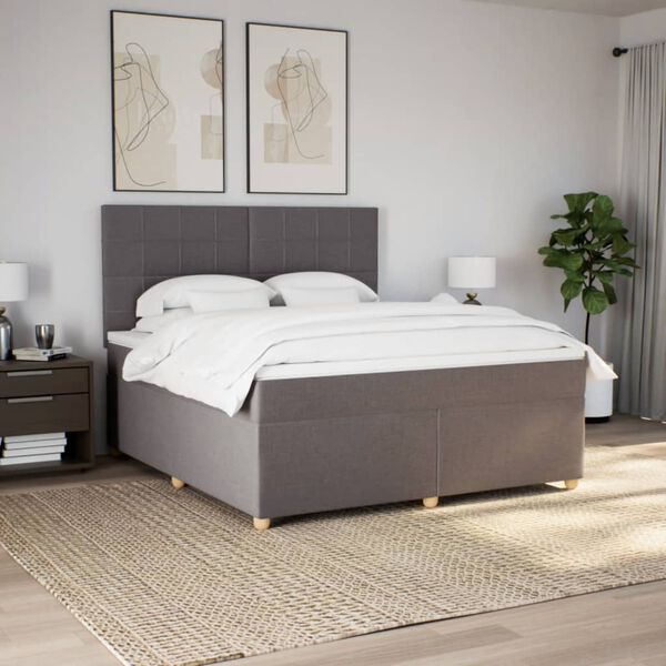 vidaXL Sommier &agrave; lattes de lit avec matelas Taupe 180x200 cm Tissu