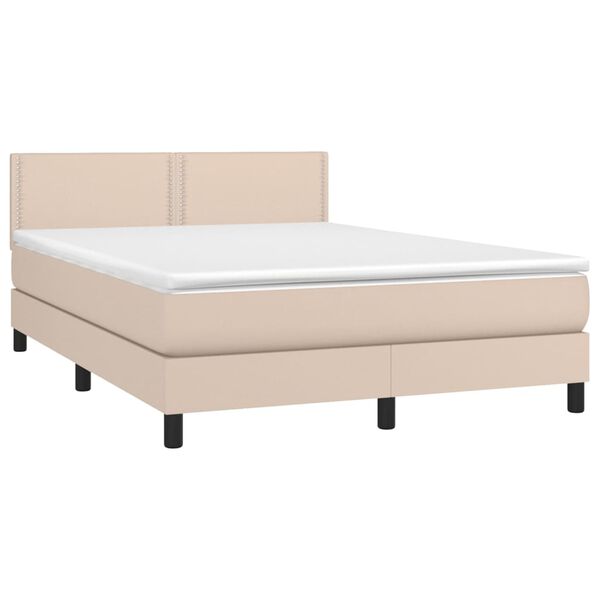 vidaXL Sommier &agrave; lattes de lit avec matelas Cappuccino 140x190 cm