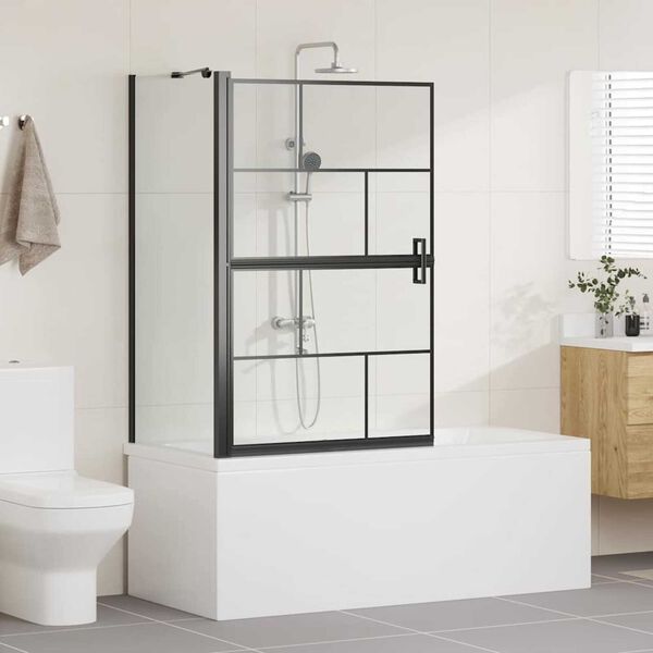 vidaXL &Eacute;cran de douche de bain Noir et Transparent 116 x 68 x 128 cm