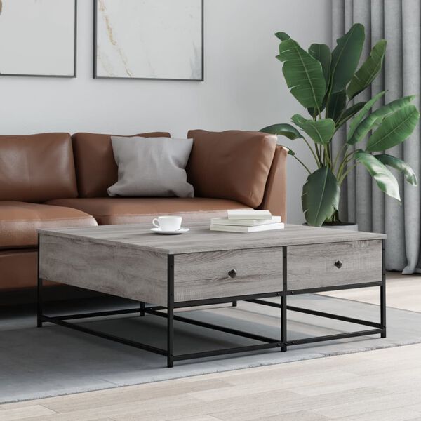 vidaXL Table basse sonoma gris 100x99x40 cm bois d'ing&eacute;nierie