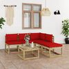 vidaXL Salon de jardin 6 pcs avec coussins rouge