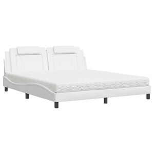 vidaXL Lit Viana avec matelas blanc 180x200 cm similicuir