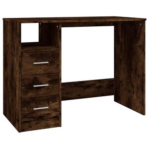 vidaXL Bureau avec tiroirs Ch&ecirc;ne fum&eacute; 102x50x76 cm Bois d'ing&eacute;nierie