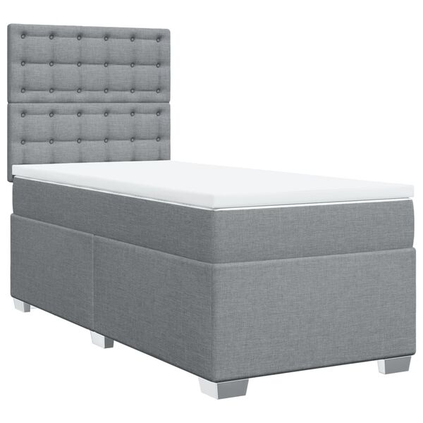 vidaXL Sommier &agrave; lattes de lit et matelas Gris clair 90x190 cm Tissu