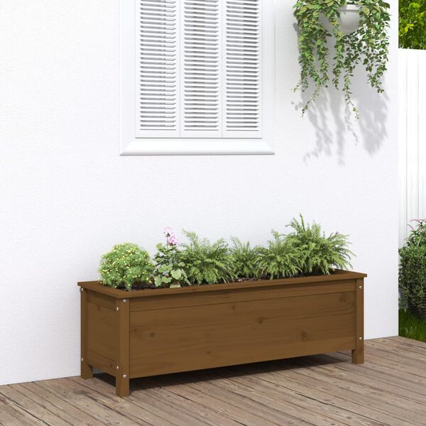 vidaXL Lit sur&eacute;lev&eacute; de jardin brun miel 119,5x40x39 cm bois pin massif