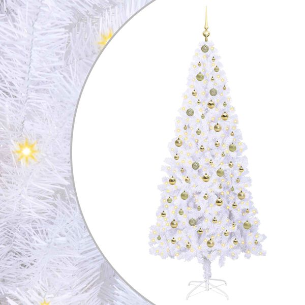 vidaXL Sapin de No&euml;l artificiel avec 300 LED Blanc 210 cm PVC et Acier