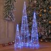 vidaXL Sapin de No&euml;l avec 90 LED 3 pcs Bleu 20 x 20 x 80 cm Acrylique
