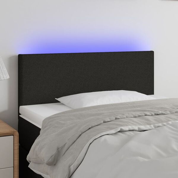 vidaXL T&ecirc;te de lit &agrave; LED Noir 90x5x78/88 cm Tissu