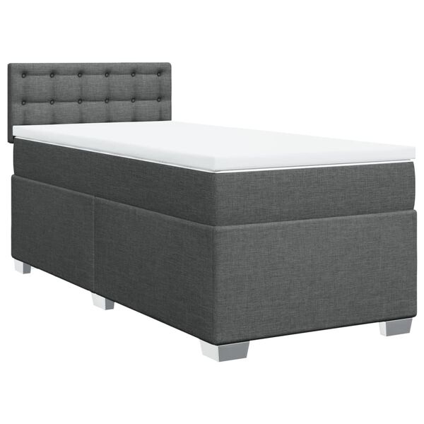 vidaXL Sommier &agrave; lattes de lit avec matelas Gris fonc&eacute; 100x200cm Tissu