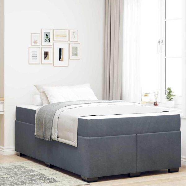 vidaXL Cadre de lit avec matelas Gris fonc&eacute; 120 x 190 cm tissu