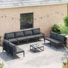 vidaXL Ensemble de canapé de jardin avec coussin 8 pcs Noir Acier