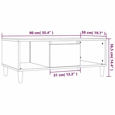 vidaXL Table basse Chêne sonoma 90x50x36,5 cm Bois d'ingénierie