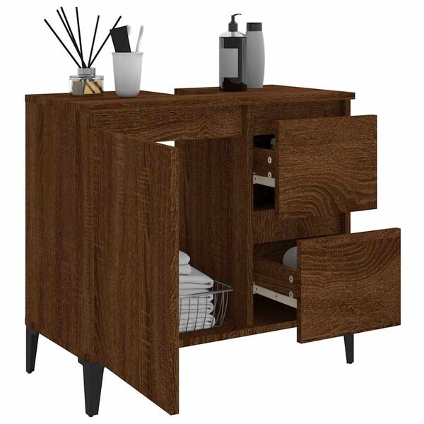 vidaXL Armoire de bain ch&ecirc;ne marron 65x33x60 cm bois d'ing&eacute;nierie