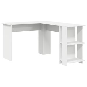 vidaXL Bureau d'angle Blanc 140 x 113,5 x 75 cm Bois d'ing&eacute;nierie