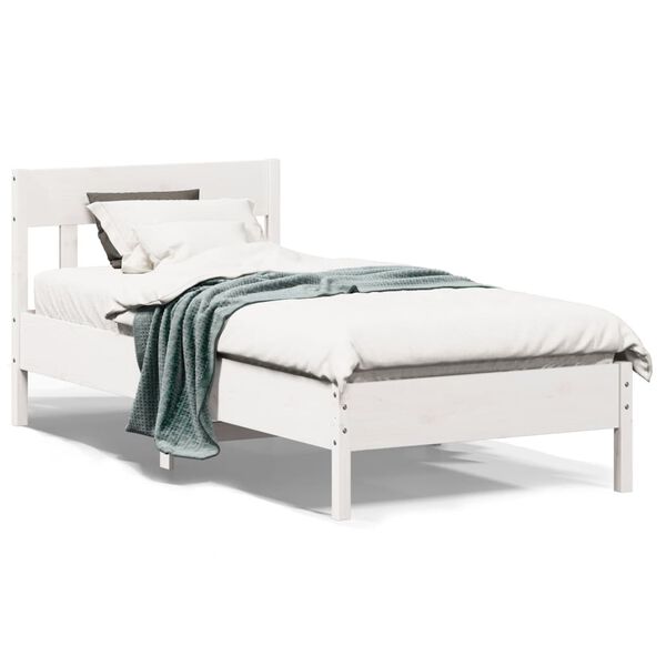 vidaXL Cadre de lit sans matelas blanc 90x190 cm bois de pin massif