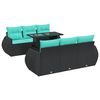 vidaXL Salon de jardin avec coussins 7 pcs noir résine tressée acacia