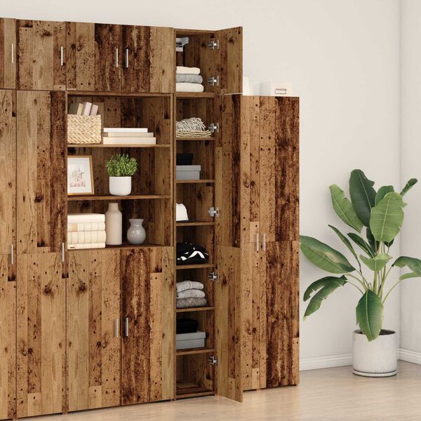 vidaXL Armoire de rangement 3 pcs Bois ancien 30 x 42,5 x 225 cm