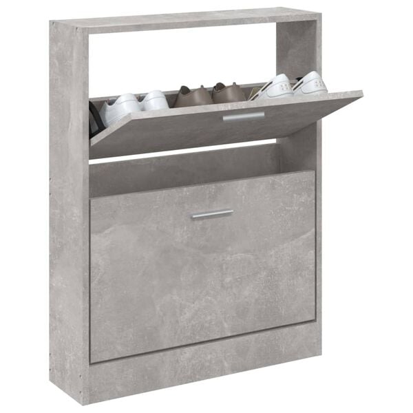 vidaXL Armoire à chaussures Gris béton 59x17x81 cm Bois d'ingénierie