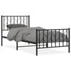 vidaXL Cadre de lit m&eacute;tal sans matelas avec pied de lit noir 90x190 cm