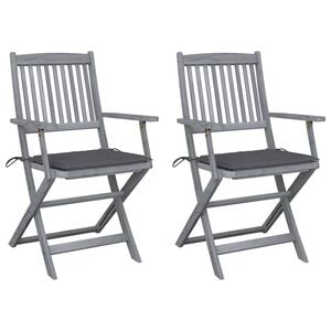 vidaXL Chaises pliables d'ext&eacute;rieur lot de 2 et coussins Bois d'acacia
