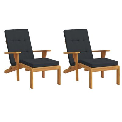 vidaXL Coussins de chaise longue lot de 2 noir tissu oxford