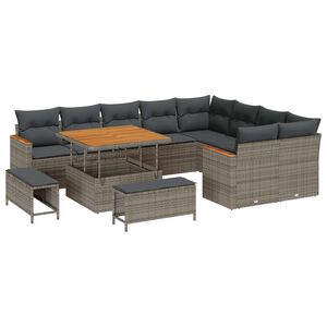 vidaXL Ensemble de canap&eacute; de jardin 12 pcs Gris polyrotin