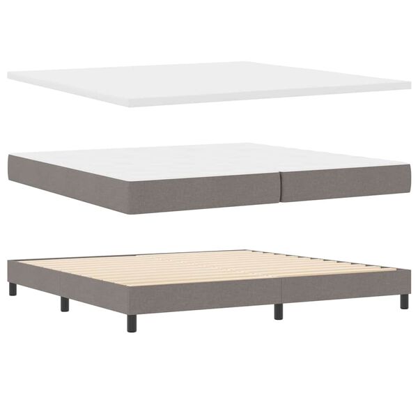 vidaXL Lit &agrave; ressorts avec matelas Taupe 200 x 200 cm Polyester