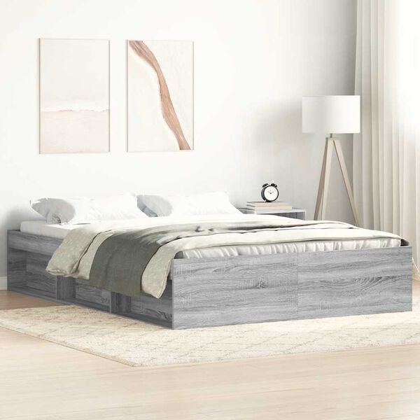 vidaXL Cadre de lit sans matelas sonoma gris 160x200 cm