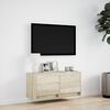 vidaXL Meuble TV mural avec lumières LED chêne sonoma 80x31x35 cm
