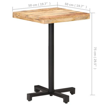 vidaXL Table de bistro Carrée 50x50x75 cm Bois de manguier brut