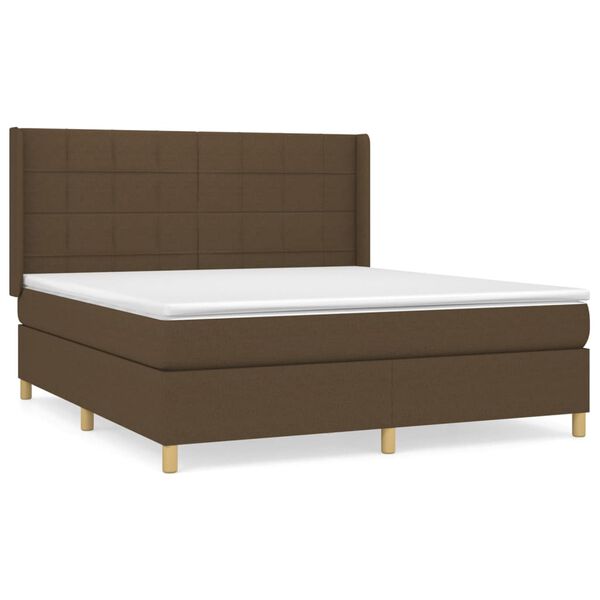 vidaXL Sommier &agrave; lattes de lit avec matelas Marron fonc&eacute; 160x200 cm