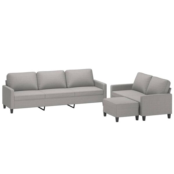 vidaXL Ensemble de canap&eacute;s 3 pcs avec coussins Gris clair Tissu