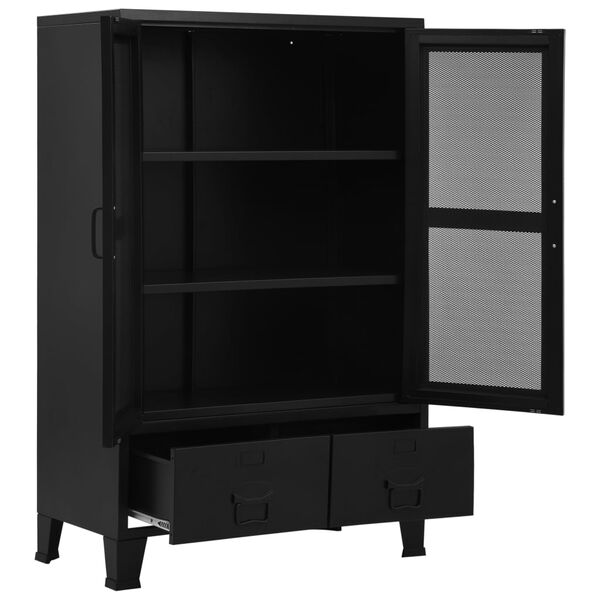 vidaXL Armoire de bureau avec portes en maille Acier 75x40x120 cm Noir